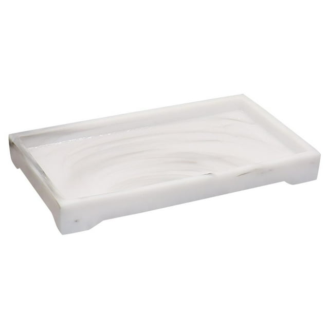 Bandeja de tocador bandeja de bañera hecha a mano de resina con organizador de platos de tocador de piernas para velas jabón champú decoración blanco Baoblaze Bandeja de resina para bañera