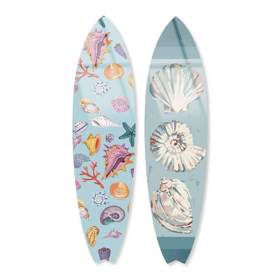 Notoriart Sea Shells Surfboard Set Acrylic Wall Art Die-Cut Coastal Modern High-Gloss Home Decor, 15" x 60"
