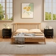 thumbnail image 4 of Noelse 3-Piece Bedroom Furniture Set, Queen Size Bed Frame with Upholstered Headboard & 2 Nightstands, Under Bed Storage, Noise-Free, Gray and Black, 4 of 17