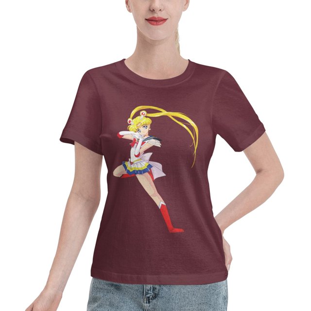 T-Shirt Basique à Manches Courtes pour Femmes Sailor Moon Lièvre Lunaire