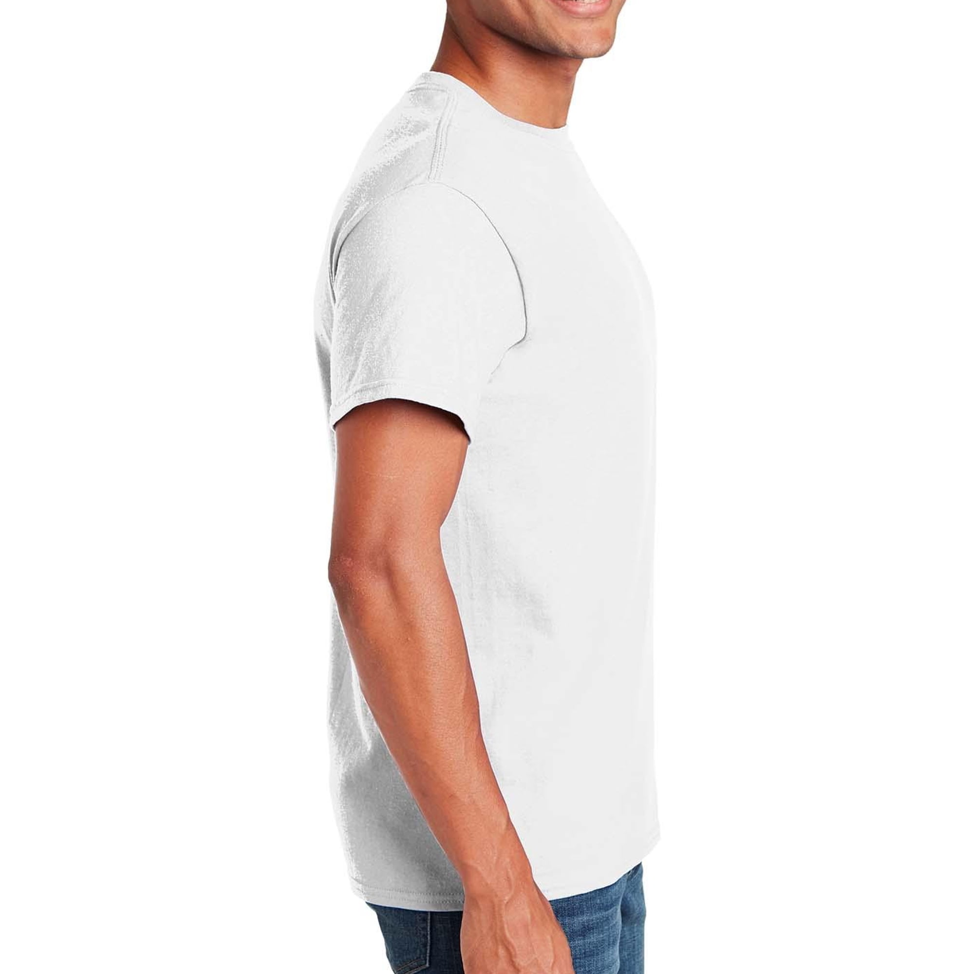 Gildan Short Sleeve T-Shirt -GR50, Men's Crew Neck Tee 100% Heavy Cotton T-Shirt, (L, White)