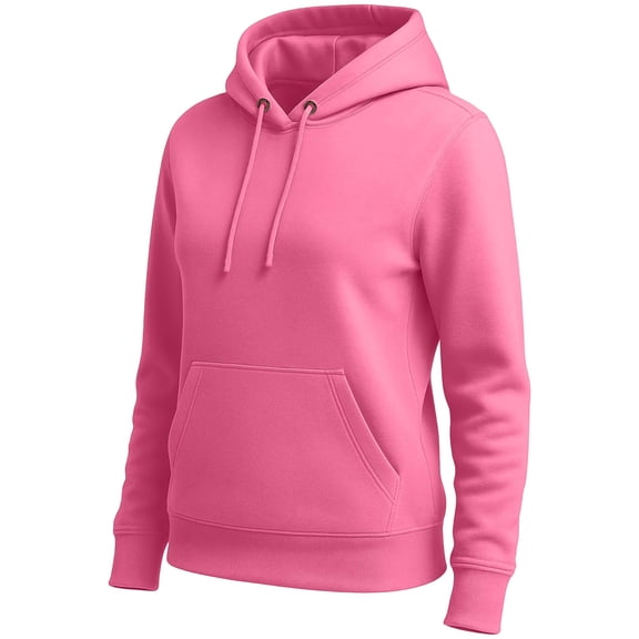 Womens Neon Hooded Pullover Sweatshirt Casual Long Sleeves Pink Eulene Fleece Hoodie (L)