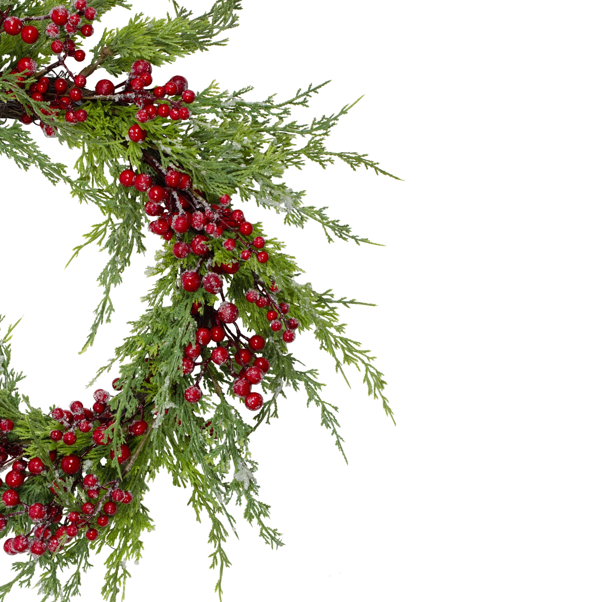 Frosted Red Berries Artificial Christmas Wreath - 26-Inch Unlit