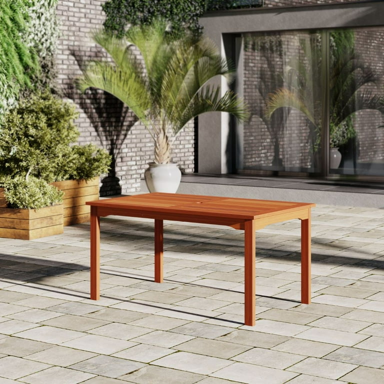 Amazonia Arizona 7 piece Patio Rectangular Table Dining Set Eucalyptus Wood Ideal for Outdoors and Indoors Brown