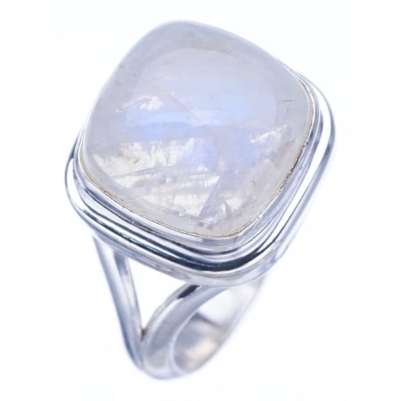 StarGems® Natural Moonstone Handmade 925 Sterling Silver Ring 4 F2518