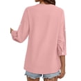 thumbnail image 5 of Fantaslook Womens 3/4 Sleeve Button Down Shirts V Neck Roll Up Sleeve Tops Cotton Linen Casual Summer Blouses Shirts, 5 of 10
