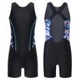 thumbnail image 3 of iiniim Kids Girls Floral Racer Cutout Back One Piece Swimsuit Athletic Rashguard Shirts Swimwear, 3 of 6