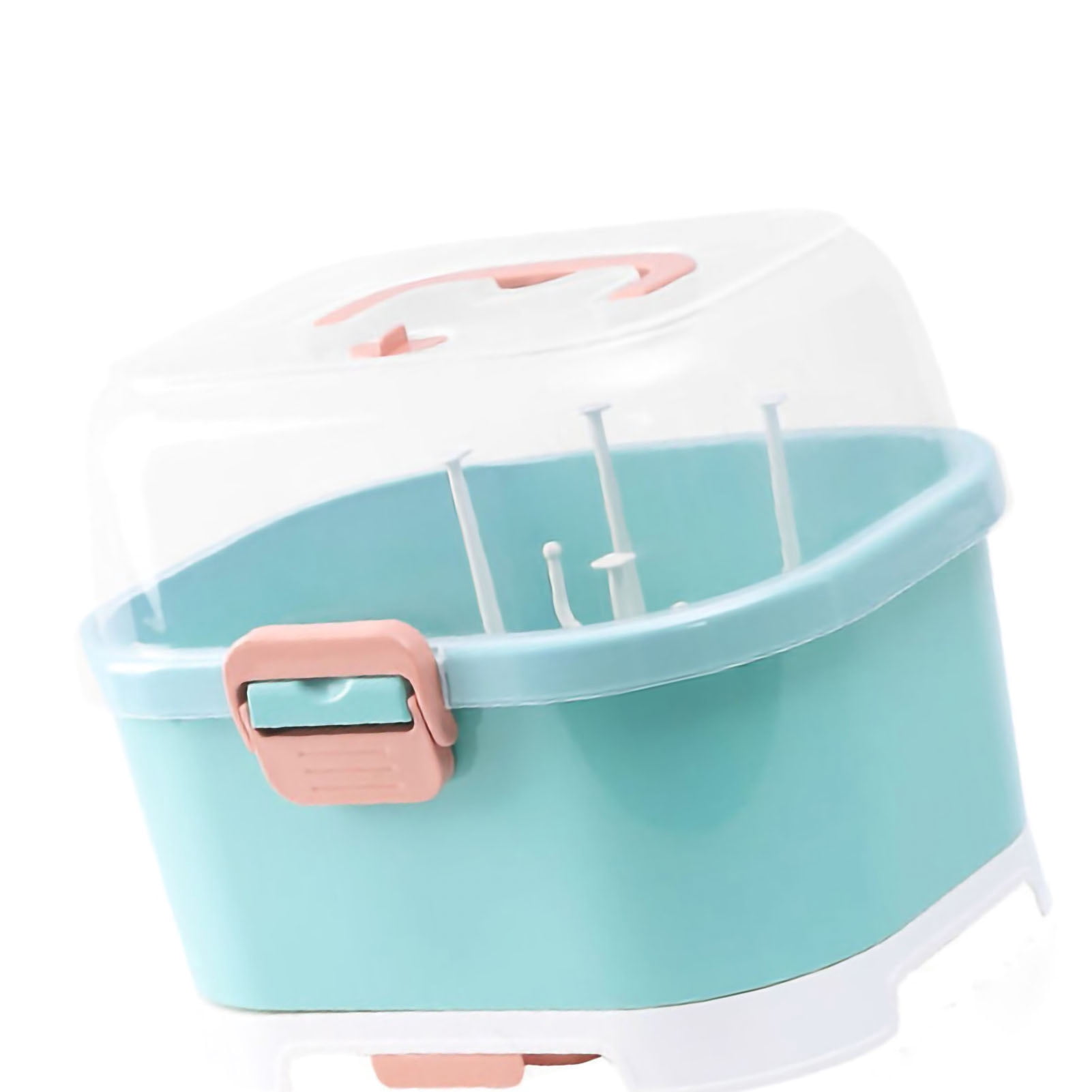 Baby Bottle Storage Drying Rack, Portable Nursing Cutlery Box Container, Anti-Dust Protect Lid Cover Organizer Drain Board,For Home And Travel Use. (New Green)