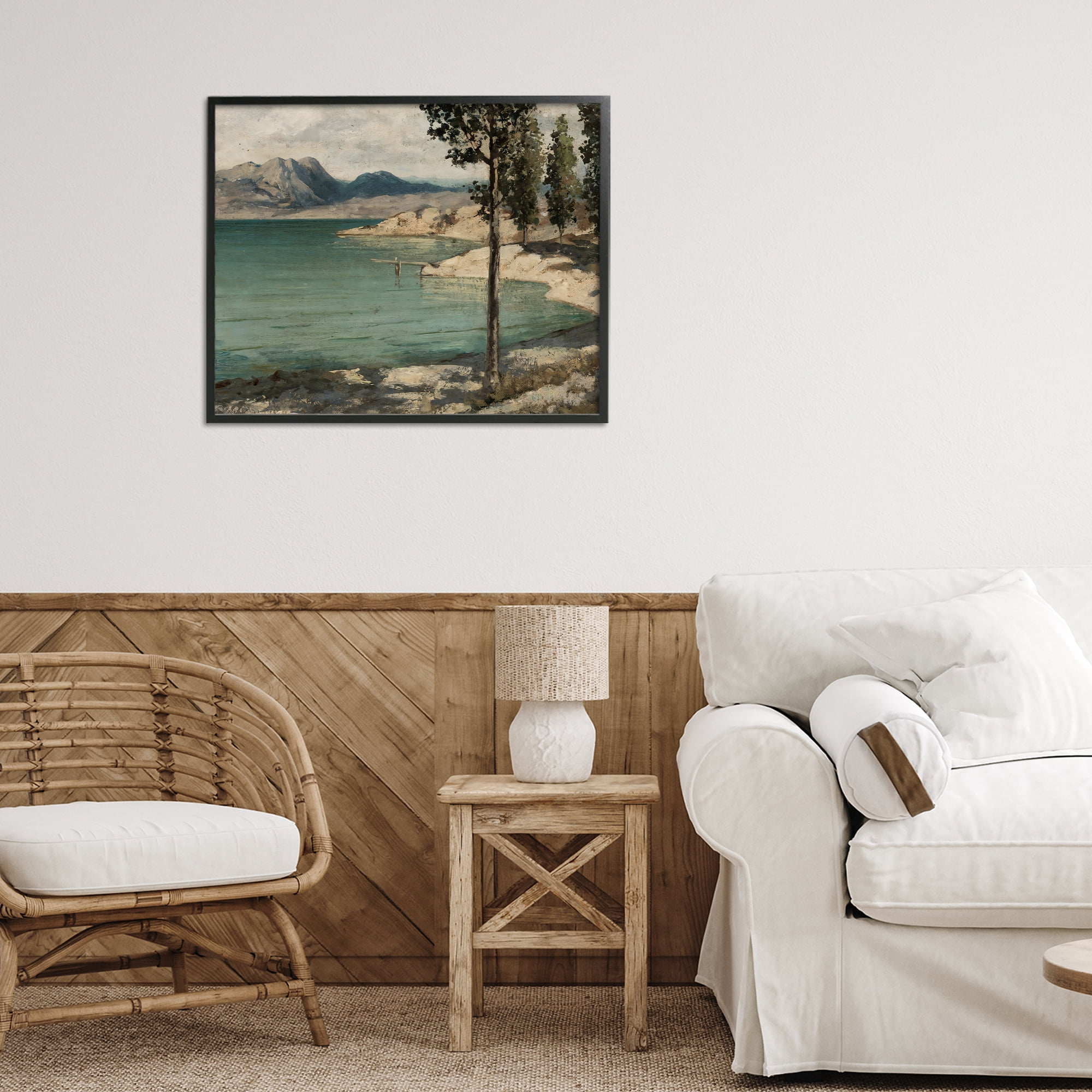 Stupell Industries Tranquil Shore with Trees Black Framed Giclee Art, design by Arlington Prints