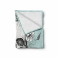 thumbnail image 2 of Grunge Soft Flannel Fleece Blanket, Skull and Flowers Day of the Dead Mexican Traditional Celebration Symbolic Art, Cozy Plush for Indoor and Outdoor Use, 60" x 80", Turquoise White, by Ambesonne, 2 of 6