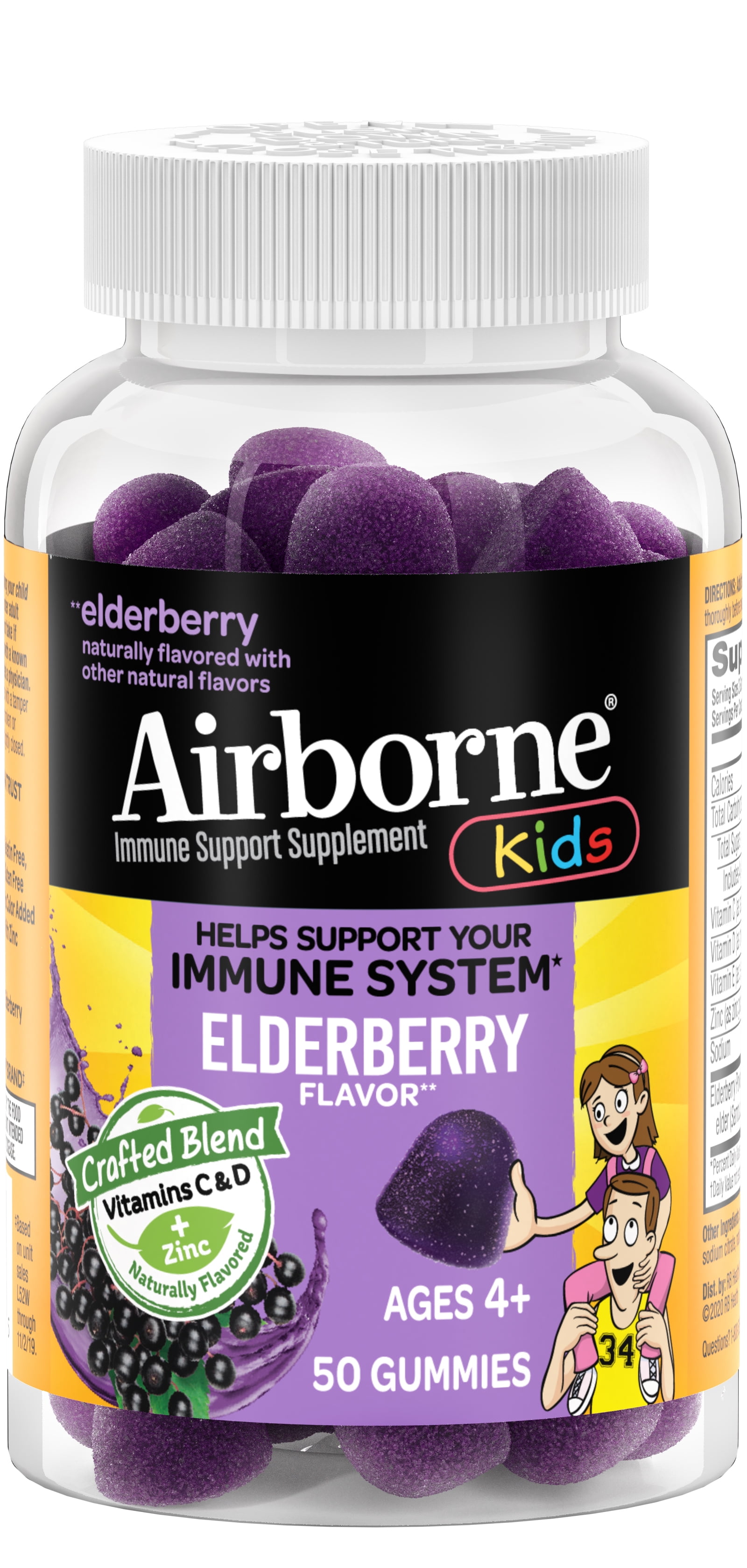 Airborne Elderberry + Zinc & Vitamin C Gummies For Kids, Immune Support