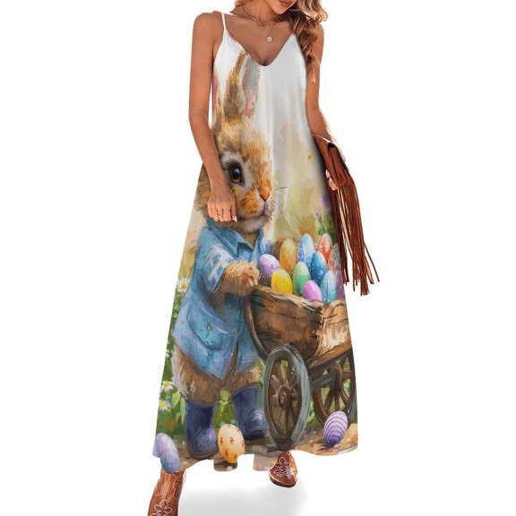 Easter Bunnies Rabbits Sleeveless Dress Women's Luxury Party Dress Birthday Dresses for Women