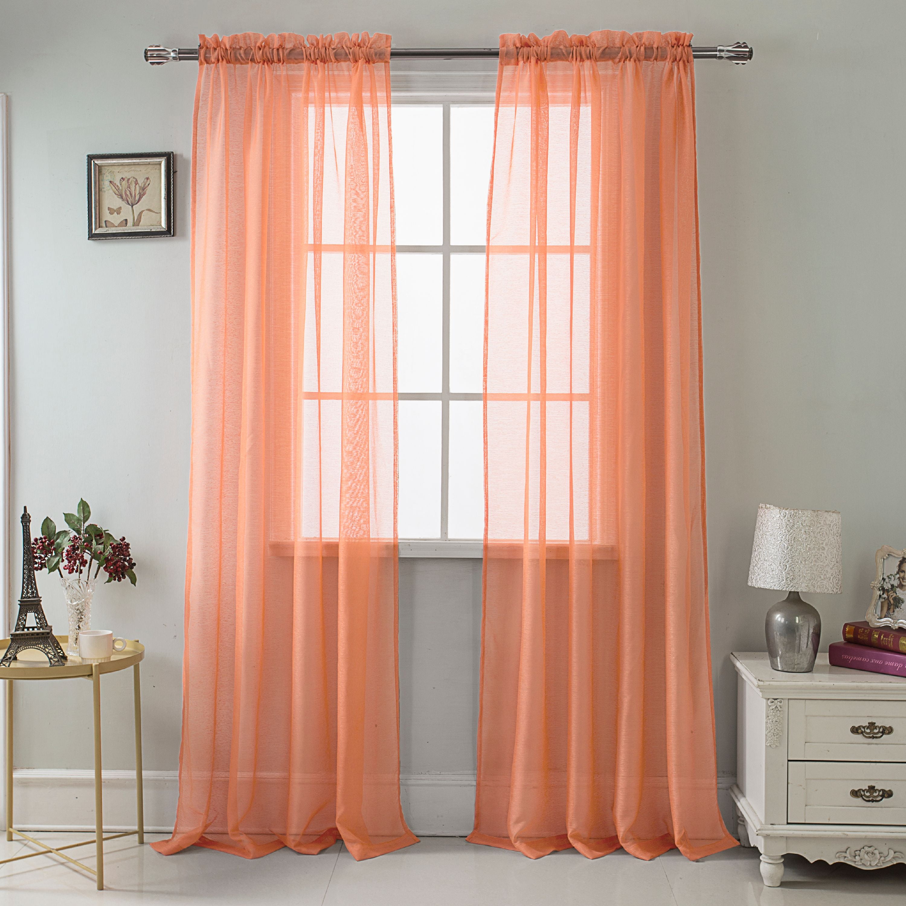 Celine Sheer 55 X 90 In Rod Pocket Curtain Panel Terracotta