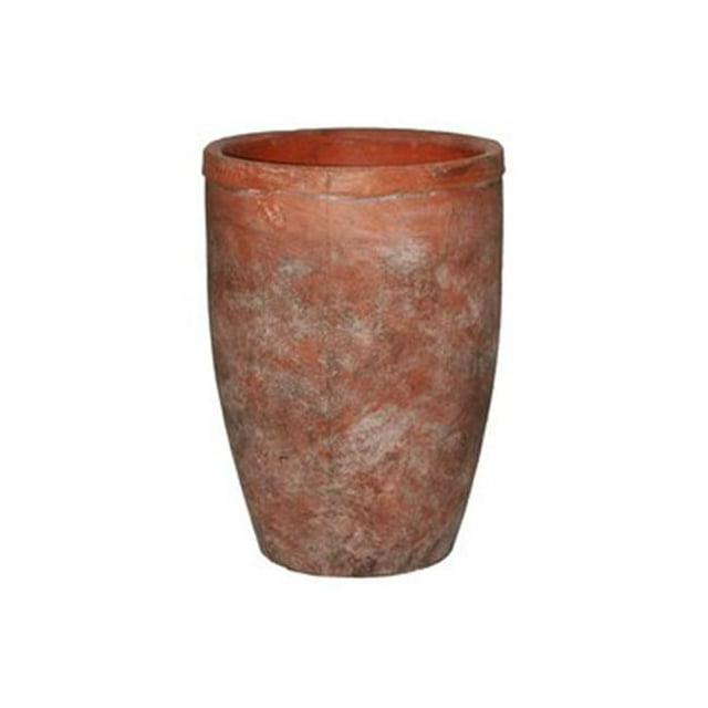 Urban Trends Collection 51101 Ceramic Round Flower Pot with Wide Mouth & Tapered Bottom, Vermilion
