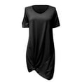 thumbnail image 4 of EQWLJWE Robes d'Été pour Femmes 2023 Mode Féminine Col Rond Sans Bretelles Manches Courtes Robe Décontractée Ample, 4 of 5