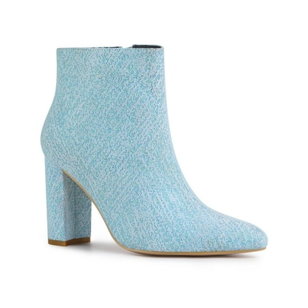 

Allegra K Women s Glitter Pointed Toe Block Heeled Ankle Chelsea Boots