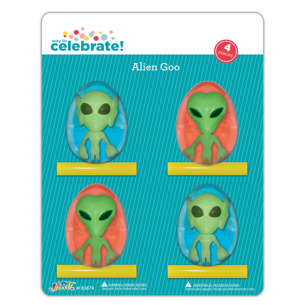 Way To Celebrate Alien Goo 4 Pack Glows in the Dark Blow into a