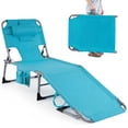 thumbnail image 1 of Gymax Portable Beach Chaise Lounge Chair Folding Reclining Chair w/ Facing Hole Turquoise, 1 of 9