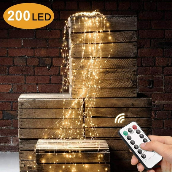 Ensemble de Lumières Led, 2m 200 Led Étanche Guirlande Lumineuse Décorative en Cascade, 8 Modes de Lumière Ensemble de Lumières Led