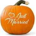 thumbnail image 1 of VWAQ Just Married Decal for Pumpkin Home Curb Appeal Decoration Wedding Decor Gift Sign Art Decor - 4"H X 8"W WHITE, 1 of 1