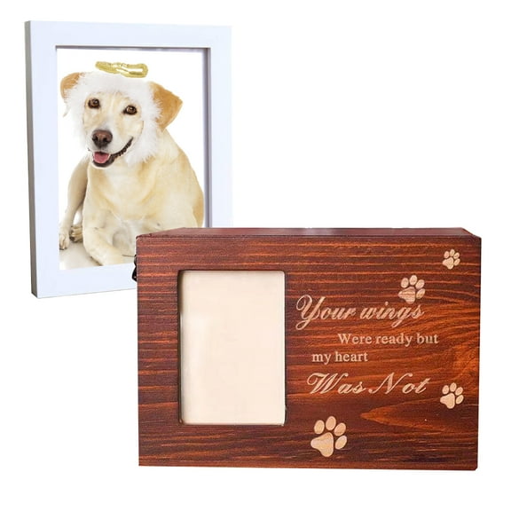 KYAIGUO Pet Urns for Dogs Memory Box Wooden Funeral Cremation Urns with Photo Frame Loss Pet Memorial Remembrance Box