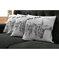 thumbnail image 2 of Ambesonne Urban Throw Pillow Cover 4 Pack, Vintage Hand Drawn City, 20", Charcoal Grey White, 2 of 6