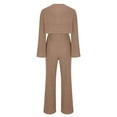 thumbnail image 5 of Giftesty Women's Fall Winter Fashion Solid Color Ribbed Knit Loungewear Set Top and Pants for Daily Home Wear, 5 of 6
