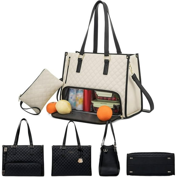Packuum 3 in 1 Tote Bag, Tote Bag with Lunch Compartment, 15.6 Inch Laptop with Insulated Luncheon Compartment