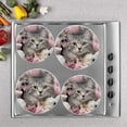 thumbnail image 2 of Gas Stove Burner Cover Set Of 4,Portrait Of Cute Gray Cat Surrounded By Pastel Pink And White Flowers Metal Electric Stove Burner Covers,Protecting Gas Stoves,Kitchen Decor，8 Inch And 10 Inch, 2 of 2