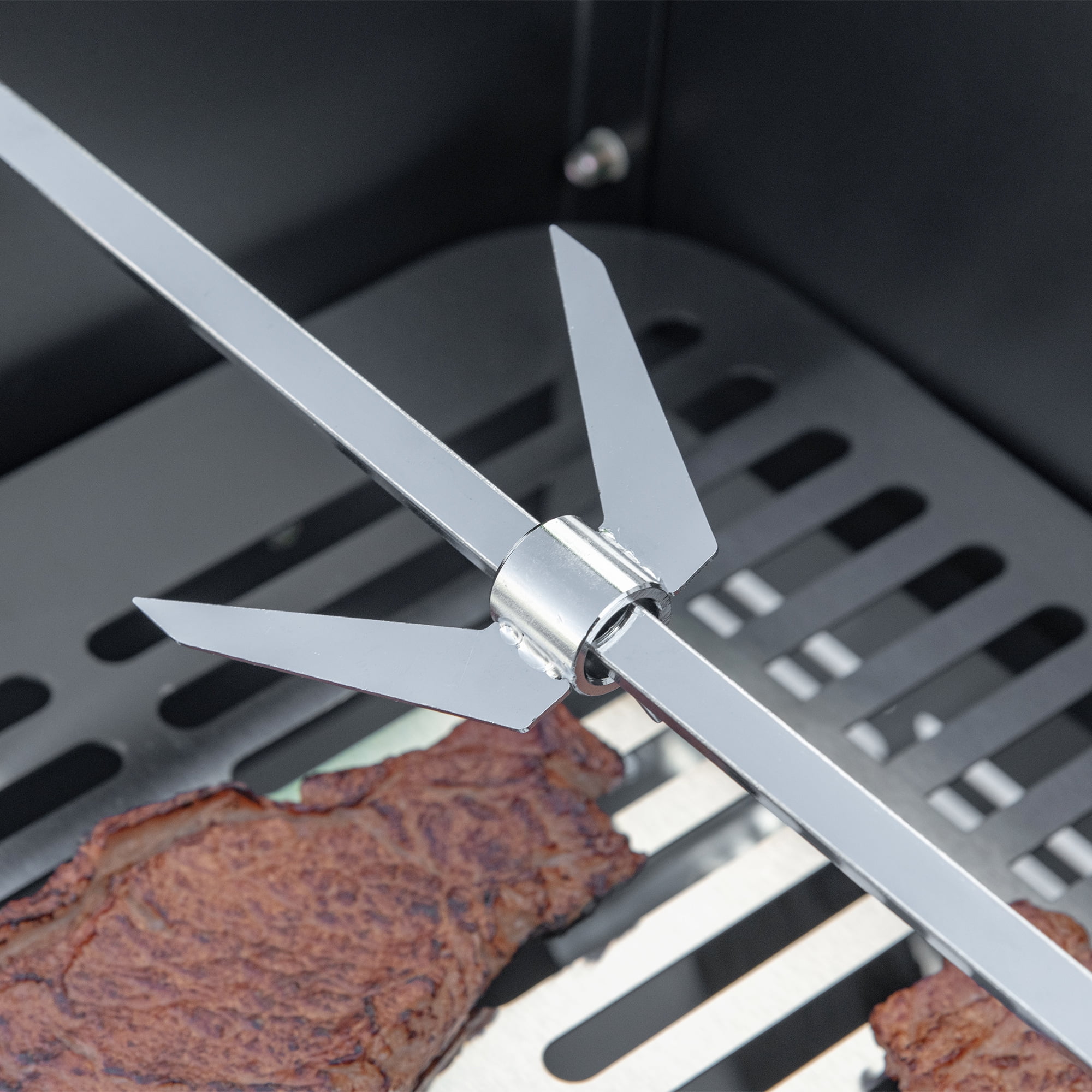Outsunny BBQ Rotisserie Grill, Charcoal Split Roaster, Black