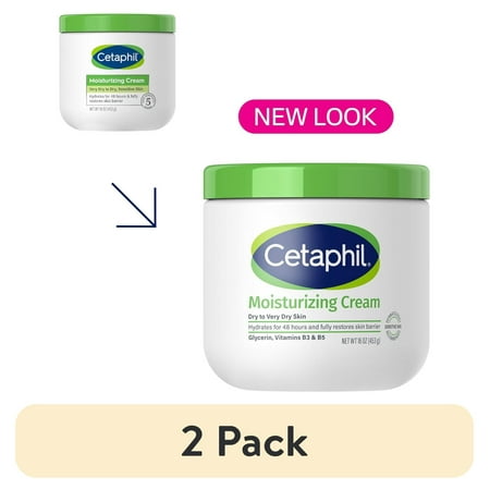 (2 pack) Cetaphil Moisturizing Cream, Hydrating Moisturizer For Dry To Very Dry, Sensitive Skin, Fragrance Free, Non-Greasy, Dermatologist Recommended, 16 Oz.