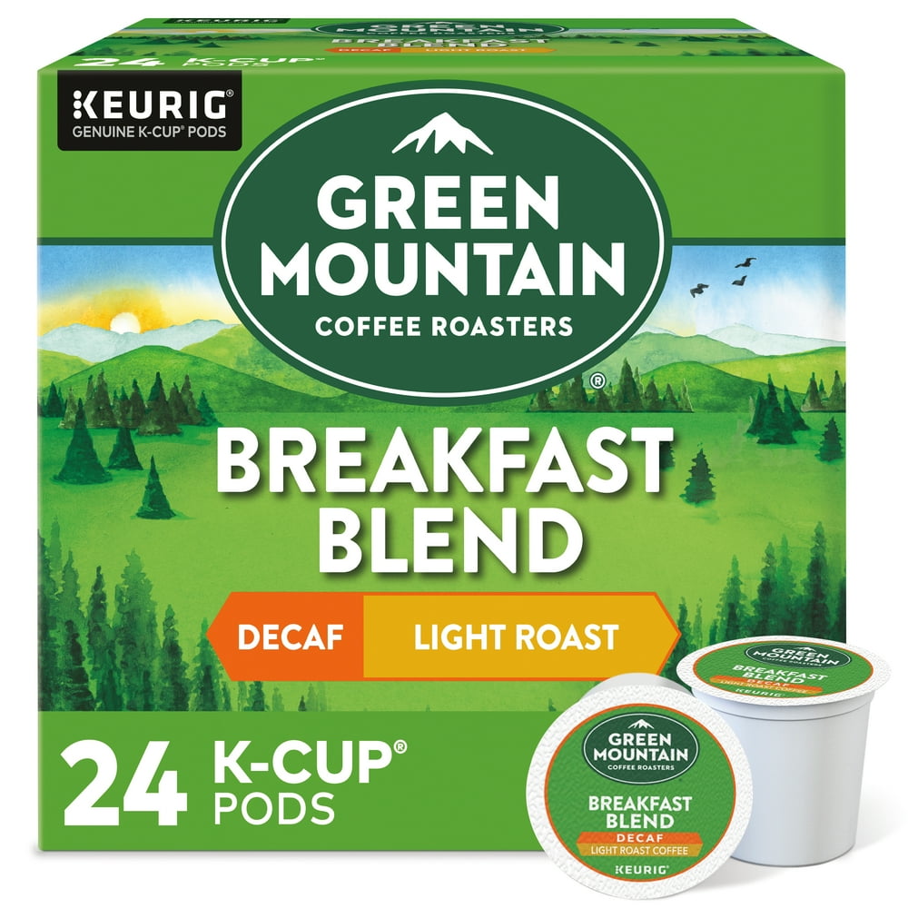 Green Mountain Coffee Decaf Breakfast Blend K-Cup Pods, Light Roast, 24