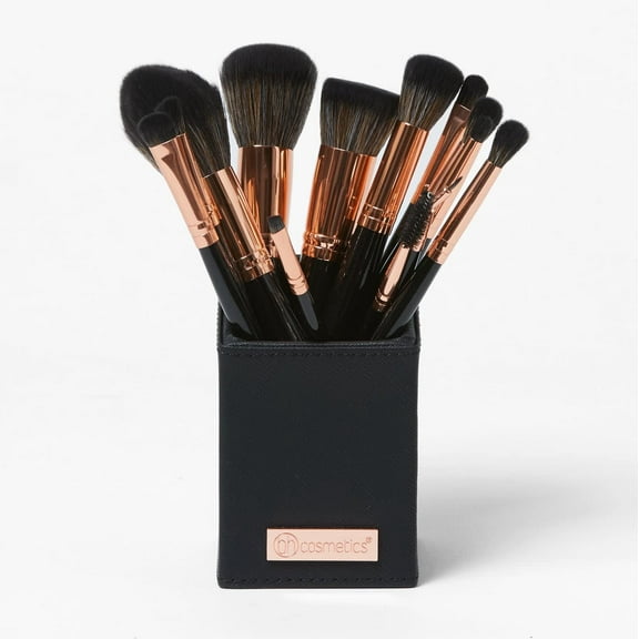 BH STUDIO PRO makeup brush set, BH Signature Rose Gold 13 Piece Brush Set with Holder (black)
