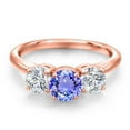 thumbnail image 3 of Gem Stone King 18K Rose Gold Plated Silver Blue Tanzanite and Lab Grown Diamond Engagement Ring for Women | 1.90 Cttw | Round 6MM | Gemstone December Birthstone | Size 8, 3 of 6