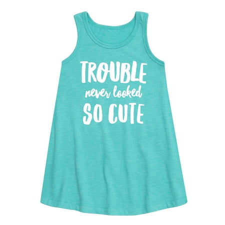 

Instant Message - Trouble Never Looked So Cute - Toddler & Youth Girls A-line Dress