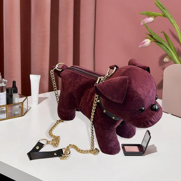 bolsa con forma de perro francés, creativa, divertida y encantadora para fiestas al libre y viajes. Rojo