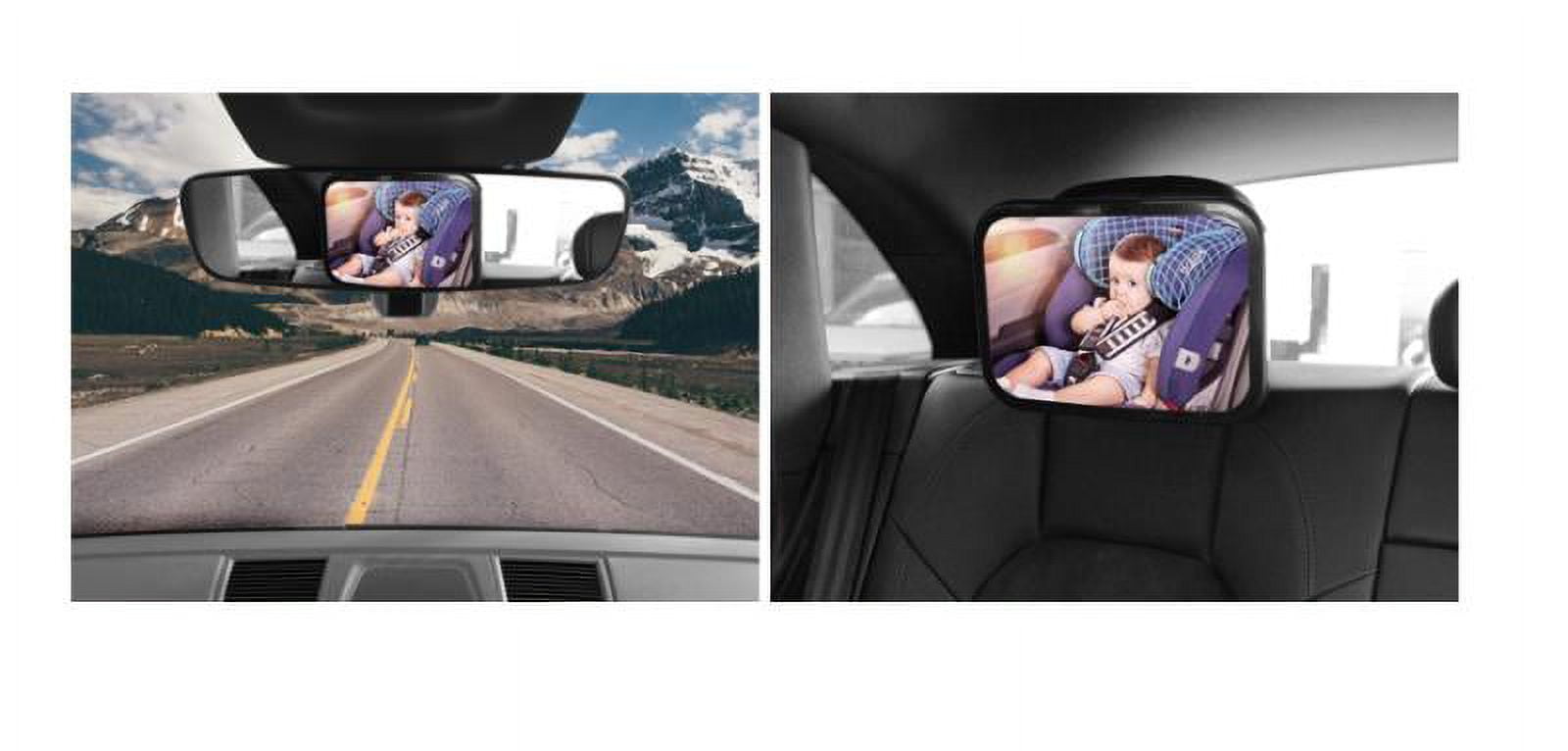 Necano Baby Car Mirror, Car Mirror Baby Rear Facing Seat, Mirror For Baby Car Seat Rear Facing, Baby Mirror For Car, Very Wide Crystal Clear View, Shatterproof Glass, Fully Assembled