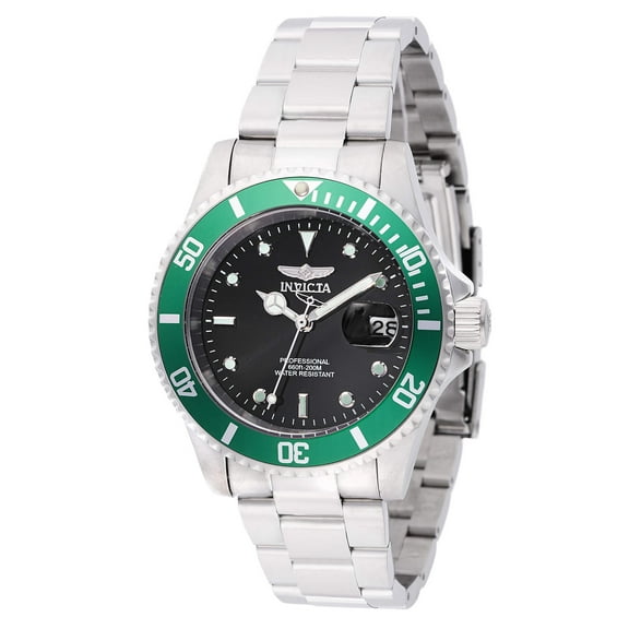 Invicta 47353 Men's Pro Diver Quartz Black Dial Green Bezel Watch