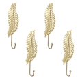 thumbnail image 1 of Hooks Wall Mounted Leaf Shaped Hooks for Key Holder Hat Hanger and Nursery Wall in Gold Finish Modern 4-Pack Functional Organizing Accessory for Home 4PCS, 1 of 6