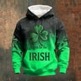 thumbnail image 2 of XIAONU Irish Themed St Patrick's Day Hoodie Gradient Print Shamrock Pullover Top Casual Daily Wear Hoodies Black, 2 of 3