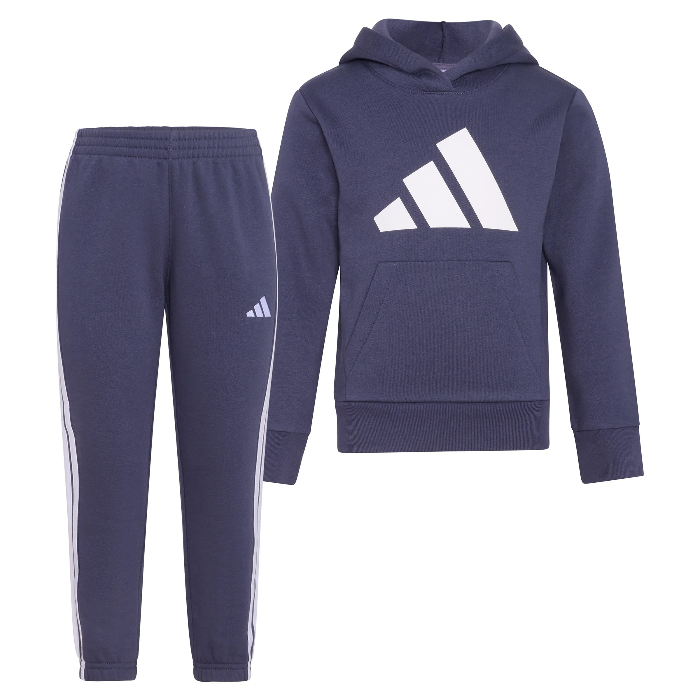 adidas Youth Kids’ 2-Piece Tracksuit Outfit Set – Fleece Hoodie & Jogger Sweatpants, Midweight Activewear Outfit (Blue/4T)
