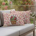 thumbnail image 4 of Happy Easter Pillow Covers 2 Pack Spring Rabbit Ears Potted Plant Pink Floral Linen Texture Pillowcase Waterproof Outdoor Throw Pillow Cover for Patio Balcony Rectangular Cushion 20”x12”, 4 of 9