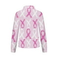 thumbnail image 3 of Womens Long Sleeve Button Down Shirt Round Neck Loose Top Breast Cancer Awareness Sweatshirt Heart Ribbon Graphic Blouse, 3 of 4