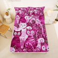 thumbnail image 4 of Manfei Kawaii Kitten Bed Sheets, Boho Swirl Abstract Full Size Sheets, Magenta, 4 Pieces, 1 Flat Sheet, 1 Fitted Sheet and 2 Pillowcases, 4 of 6
