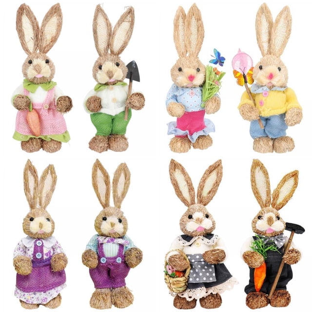 8x Conejo De Pascua ración Foto Estatuas De Para Zulema Conejo de Pascua de paja