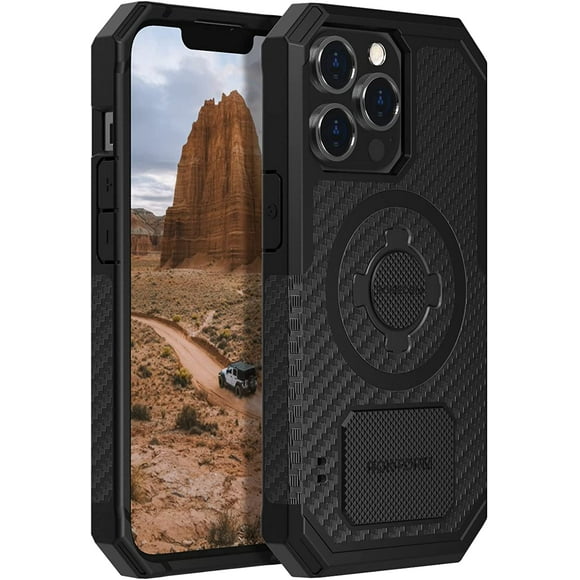 Rokform - iPhone 13 Pro Case, Rugged Series, Dual Magnet Plus MagSafe Compatible, Magnetic Protective Gear, iPhone Cover with RokLock Twist Lock, Drop Tested Armor (Black)