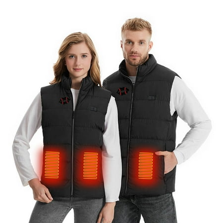 guisaled Mens Heated Vests 9 Heating Zones Heated Jacket Lightweight Warm Rechargeable Smart Heated Vests Battery Pack Not Included Clearance Clothes