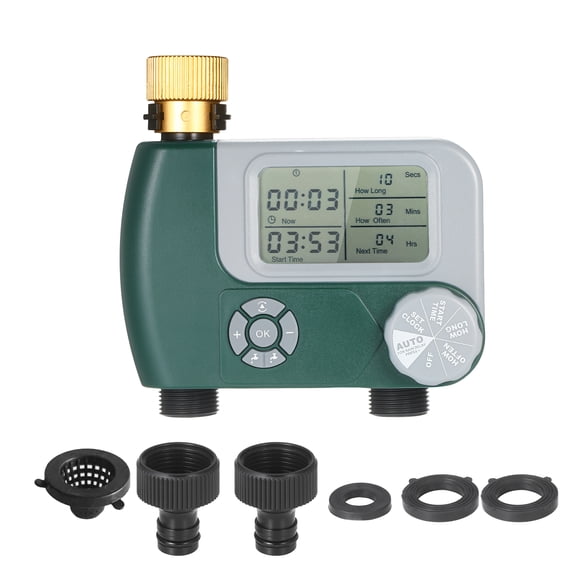 Yeacher Programmable Digital Hose Timer Outdoor Battery Operated Automatic Watering Sprinkler System Irrigation Controller with 2 Outlet for Garden Plants (Batteries Not Included)