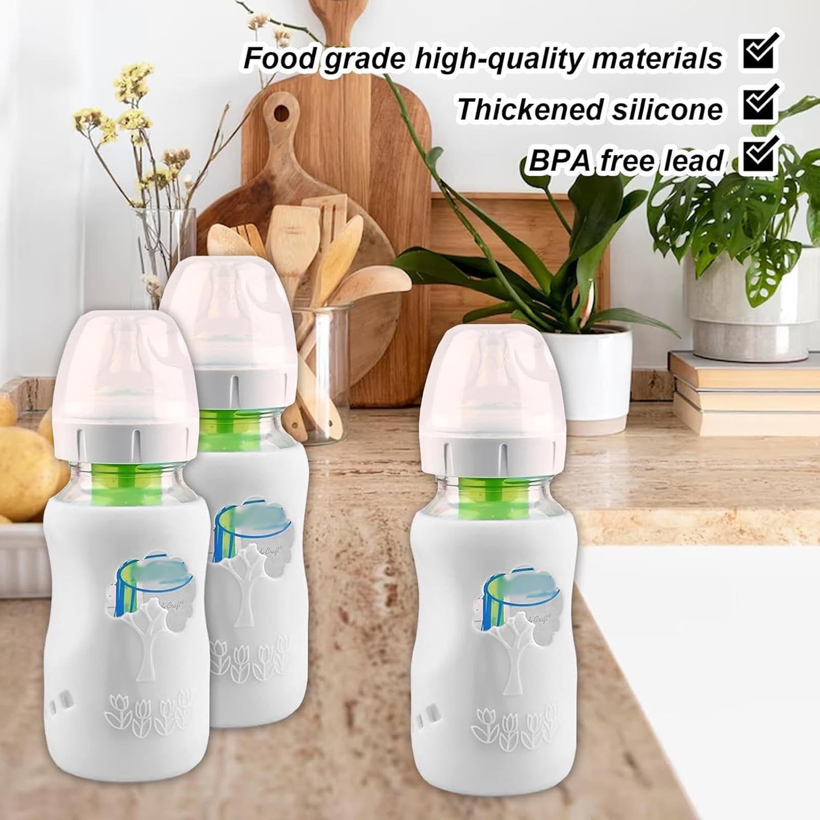 Silicone 2 Housses De Biberon En Silicone Anti-Choc - Protection Anti-Brûlure Et Antidérapante Pour Bébé - Coloris Assortis Housse Biberon