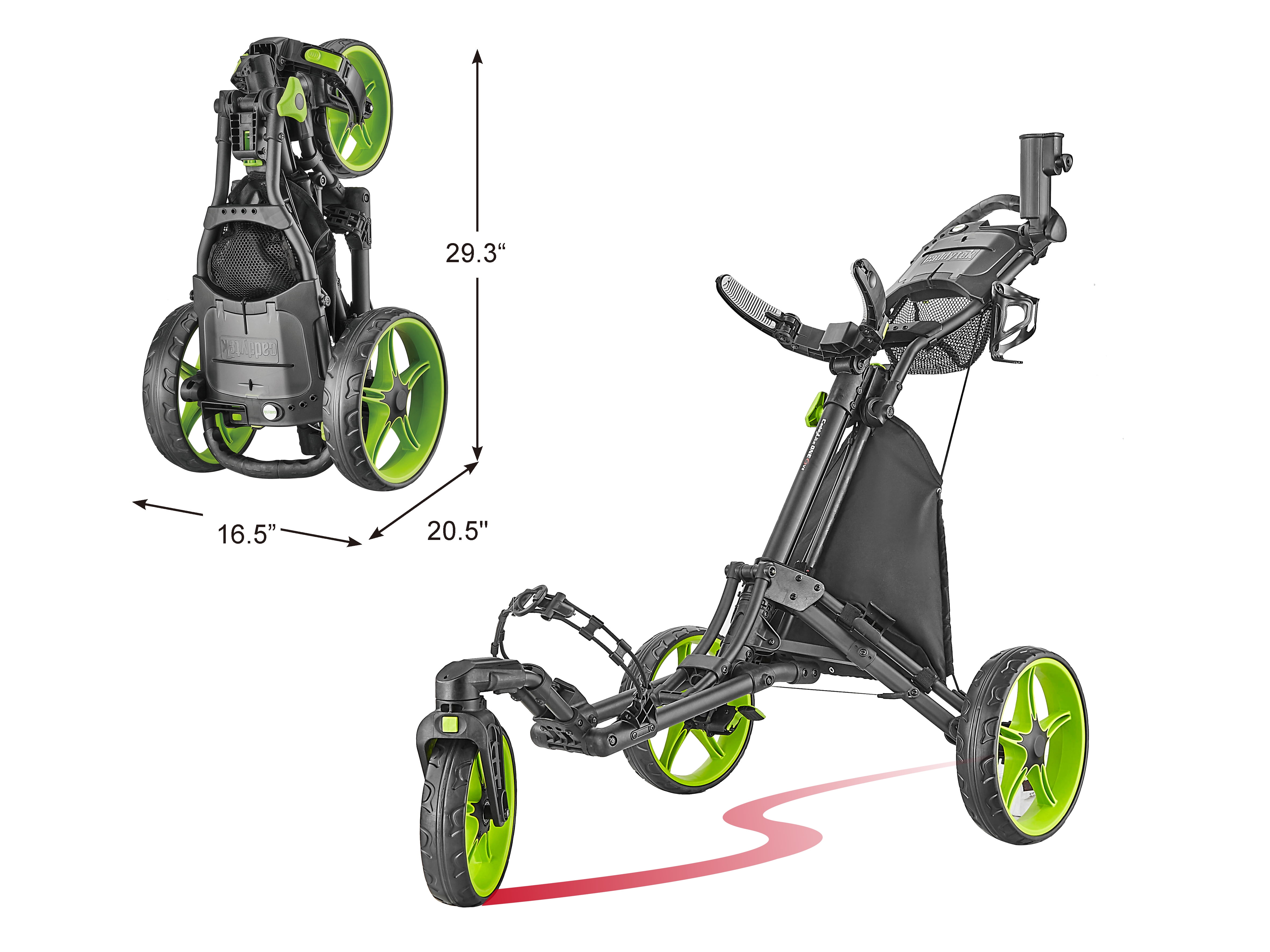 CaddyTek CaddyLite One Swivel V8 Golf Push Cart, Lime